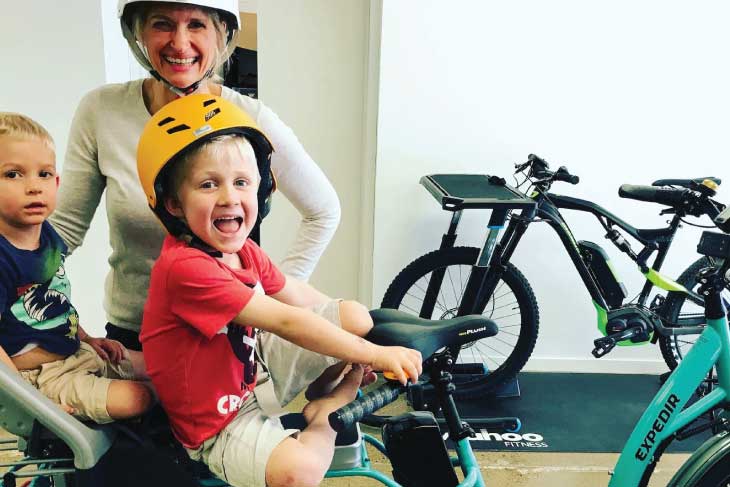 EBB Customer - Mum on Ebike with Kids