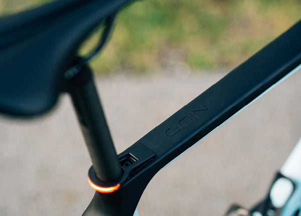 Orbea Gain carbon road ebike with carbon seatost and rear taillight