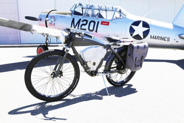 Vintage Electric Tracker electric bicycle with panniers @ Electric Bikes Brisbane